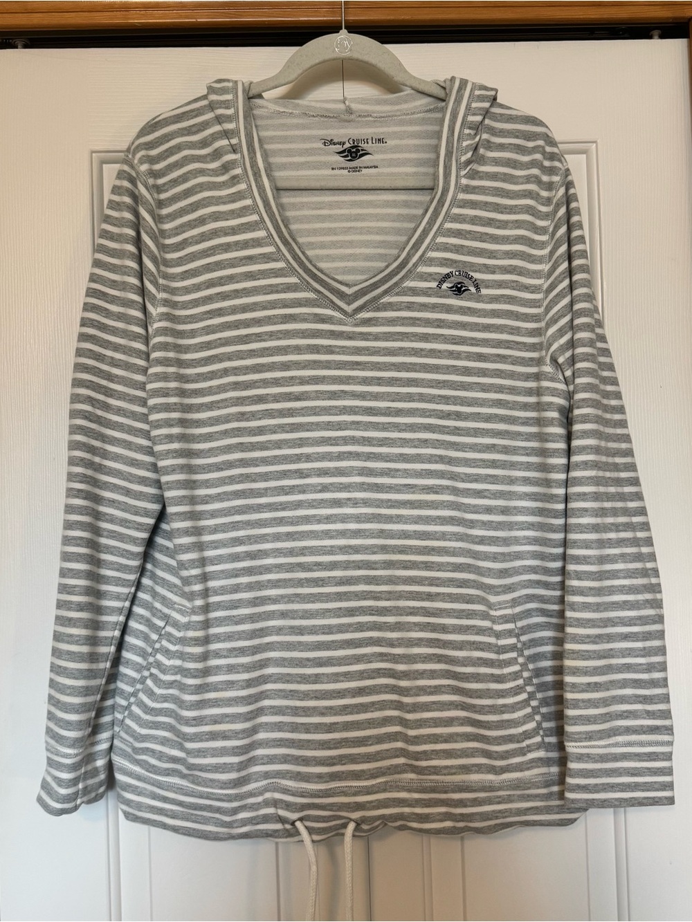 Disney Cruise Line Nautical Striped‎ Pullover Hoodie with Pockets Size XL